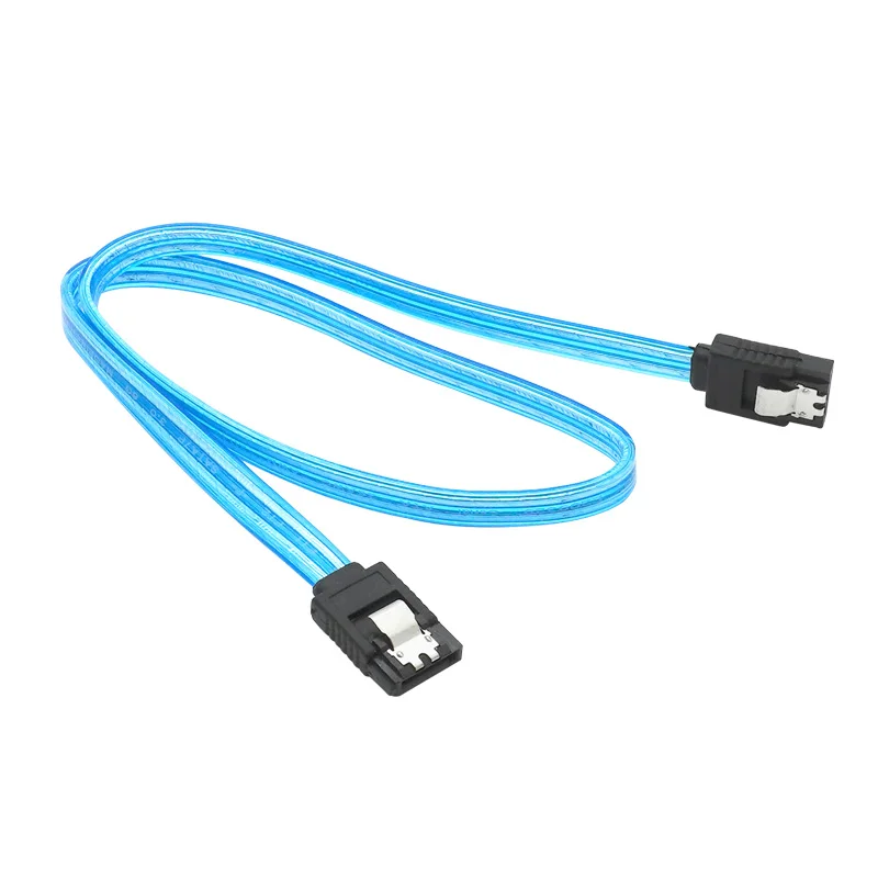 SATA 3.0 III 6Gb/s High Speed HDD Data Cable Cord 6Gbs PC Hard Disk Drive Connect Cable Connector Clear Blue 50cm