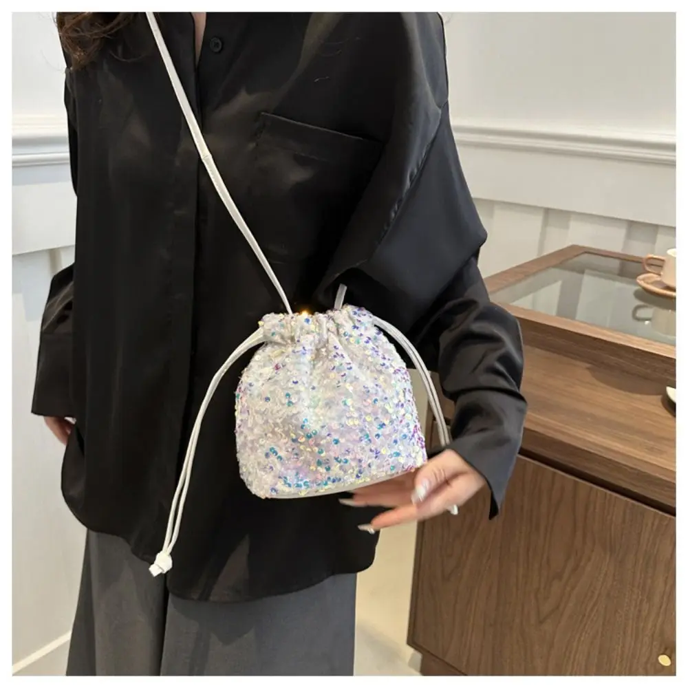 Handbag Sequin Shoulder Bag Trendy Multicolor Large Capacity Drawstring Bucket Bag Fashion Versatile Women's Bags