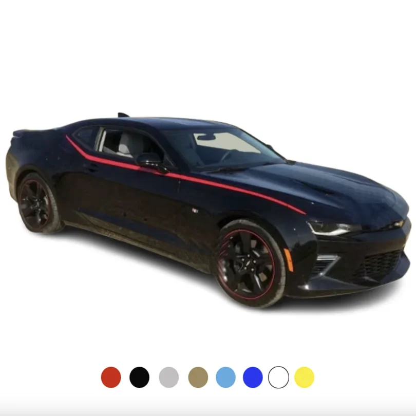 

Пара спортивных гоночных наклеек в красную полоску, наклейка на дверь, линия талии, виниловая графика для Chevrolet Camaro