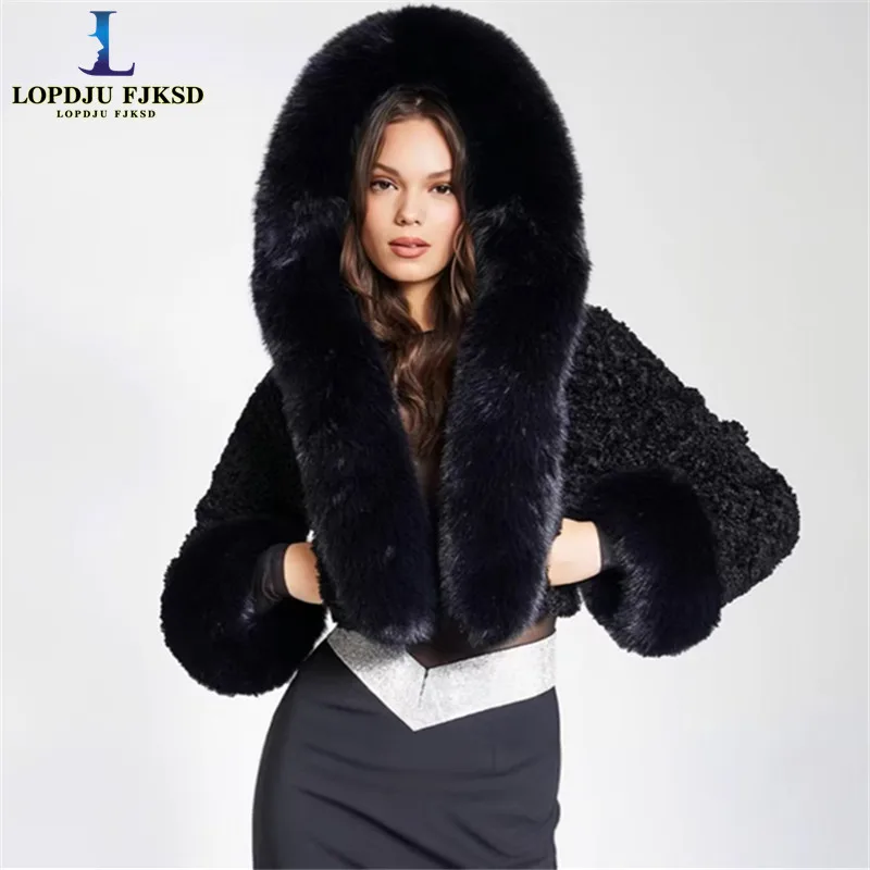 Faux Fox Fur Coats for Women,Hooded Short Jackets,Europe and America Overcoat,Female Clothes,Thicken Warm,New ,Winter,2026