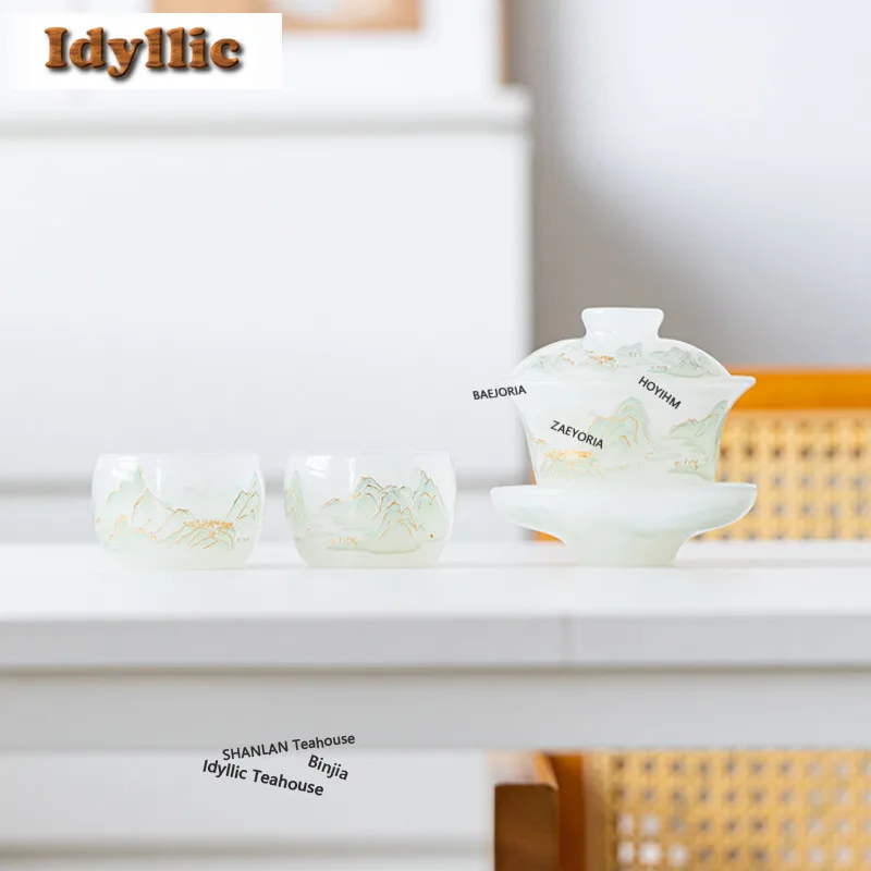 Coloured Glaze Glass Tea Set Complete Set Boutique Tea Set Kit Tea Ceremony Set Teapot And Tea Cup Set Cha Accessories Ornaments