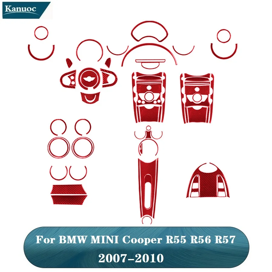 

For BMW MINI Cooper R55 R56 R57 2007 2008 2009 2010 Carbon Fiber Red Sticker Car Interior Decorative Accessories Various Parts