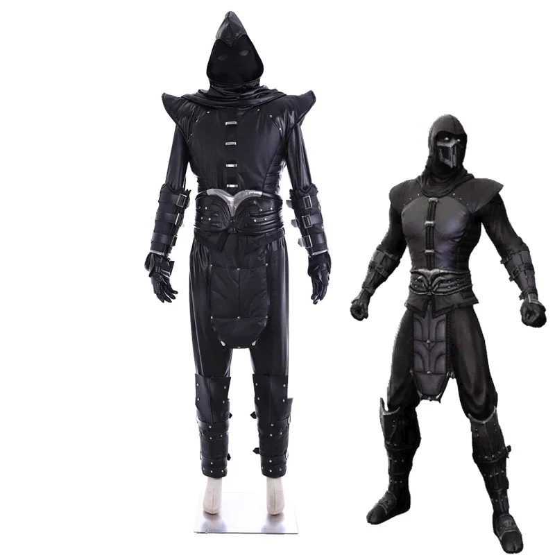 Game combat Ninja Noob Saibot cosplay costume black fighter uniform men combat Halloween Carnival Party full suit