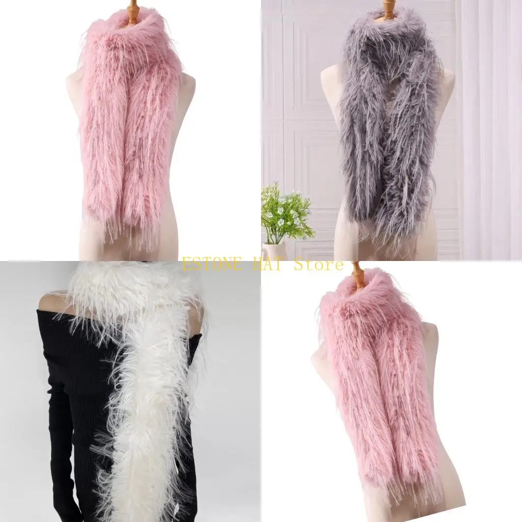 

49MF Plush Shawl Furry Scarf 2 In 1 Warm Winter Accessory Soft Polyester For Daily Use Neck Warmer