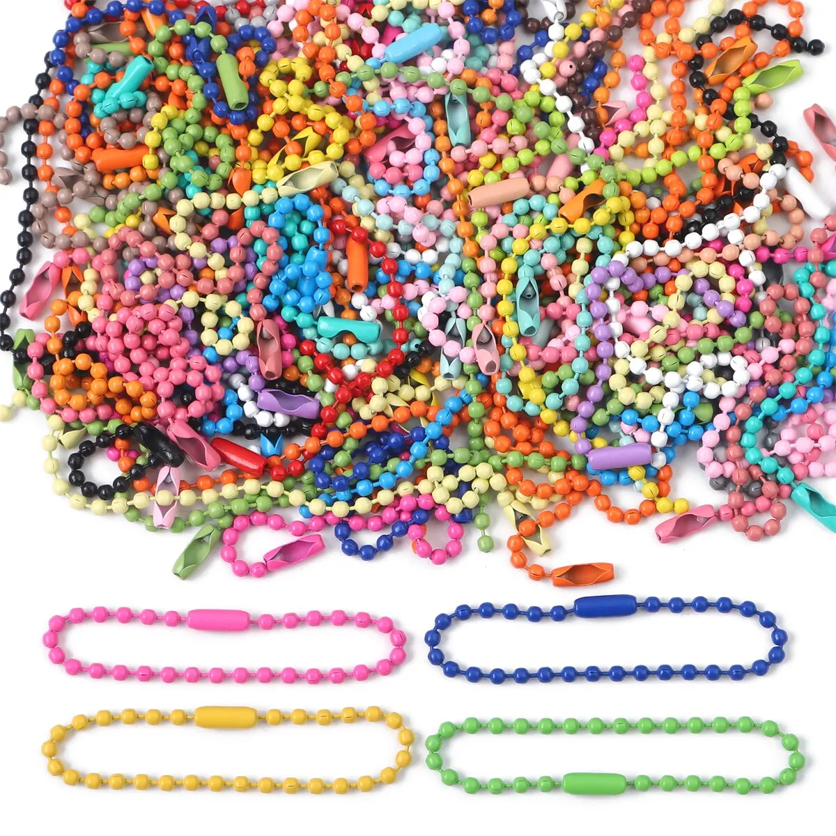 60pcs Iron Spray Painted Chain, Bead Chain Buckle, DIY Jewelry Accessories, Baking Paint, Color Tag Chain, Iron Pendant Chain