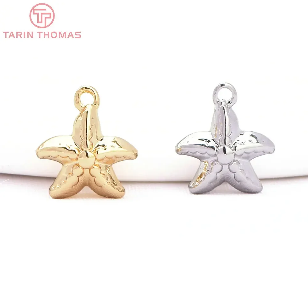 (8704)6PCS 9x10MM 24K Gold Color Brass Starfish Shape Charms Pendants High Quality Jewelry Making Findings Accessories Wholesale