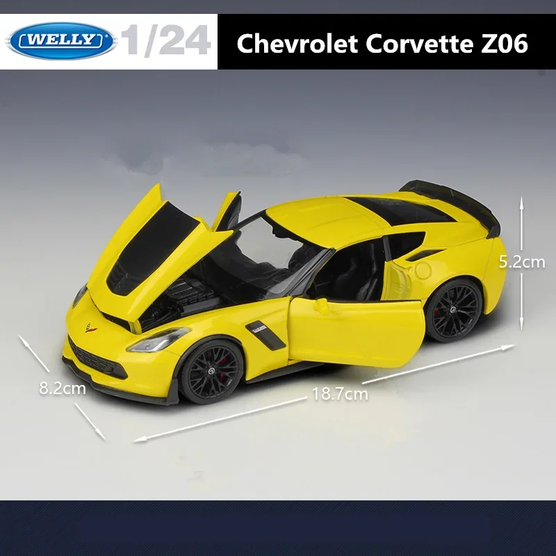 WELLY 1:24 Chevrolet Corvette Z06 Alloy Sports Car Model Diecasts Racing Car Vehicles Model Simulation Collection Kids Toys Gift