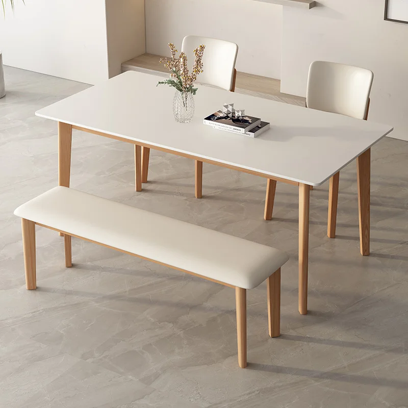 

Dining chair household living room bench, log wind double soft bag dining stool