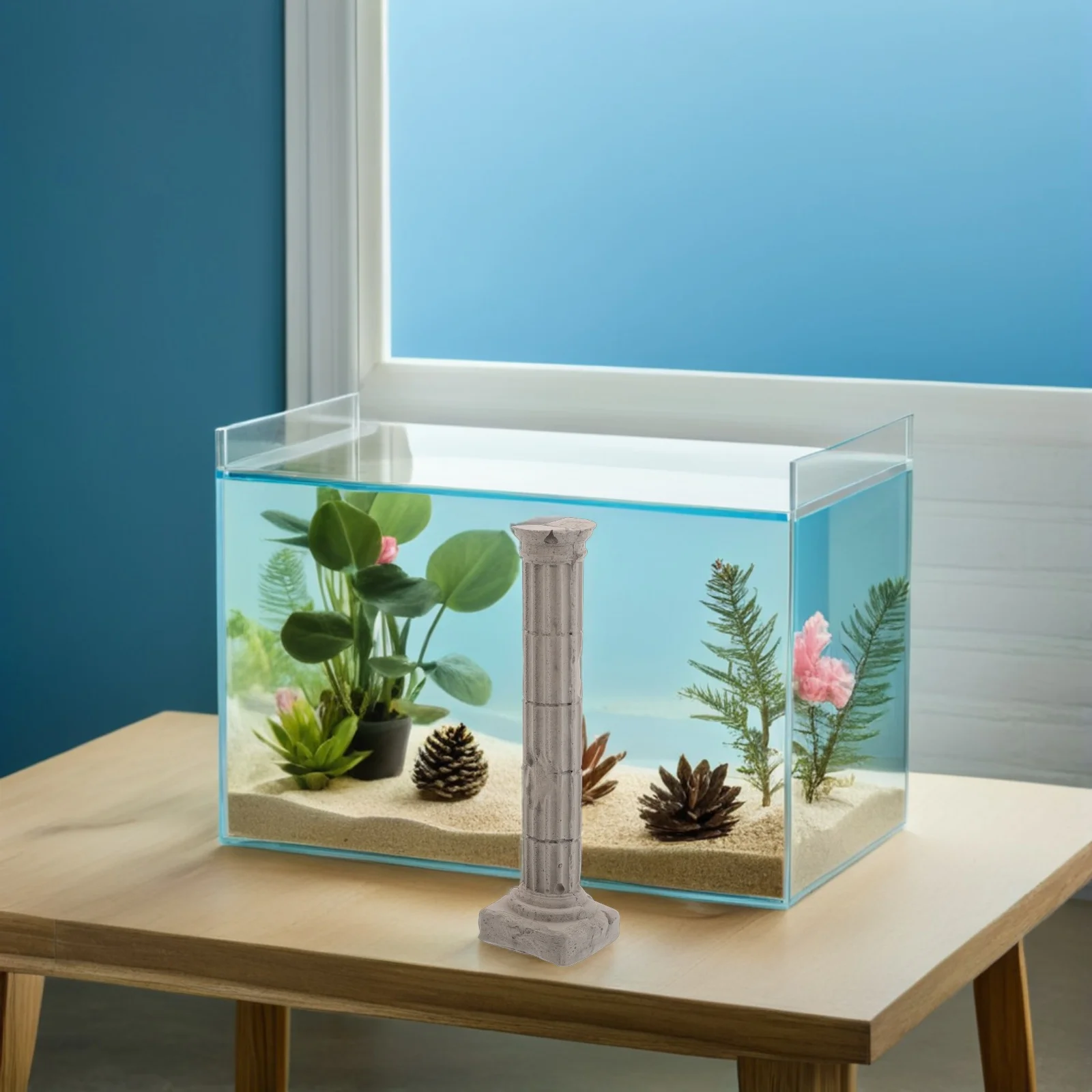 

Roman Column Cement Fish Tank Ornament Ancient Aquarium Decoration Pillar for Crabs Crayfish Guppy Roman Column
