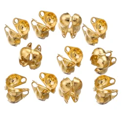 Ouro Aço Inoxidável Conector Fecho Bola Cadeia, Calotte End, Crimps Bead Caps, DIY Jóias Fazendo Suprimentos, Atacado, 50pcs por lote