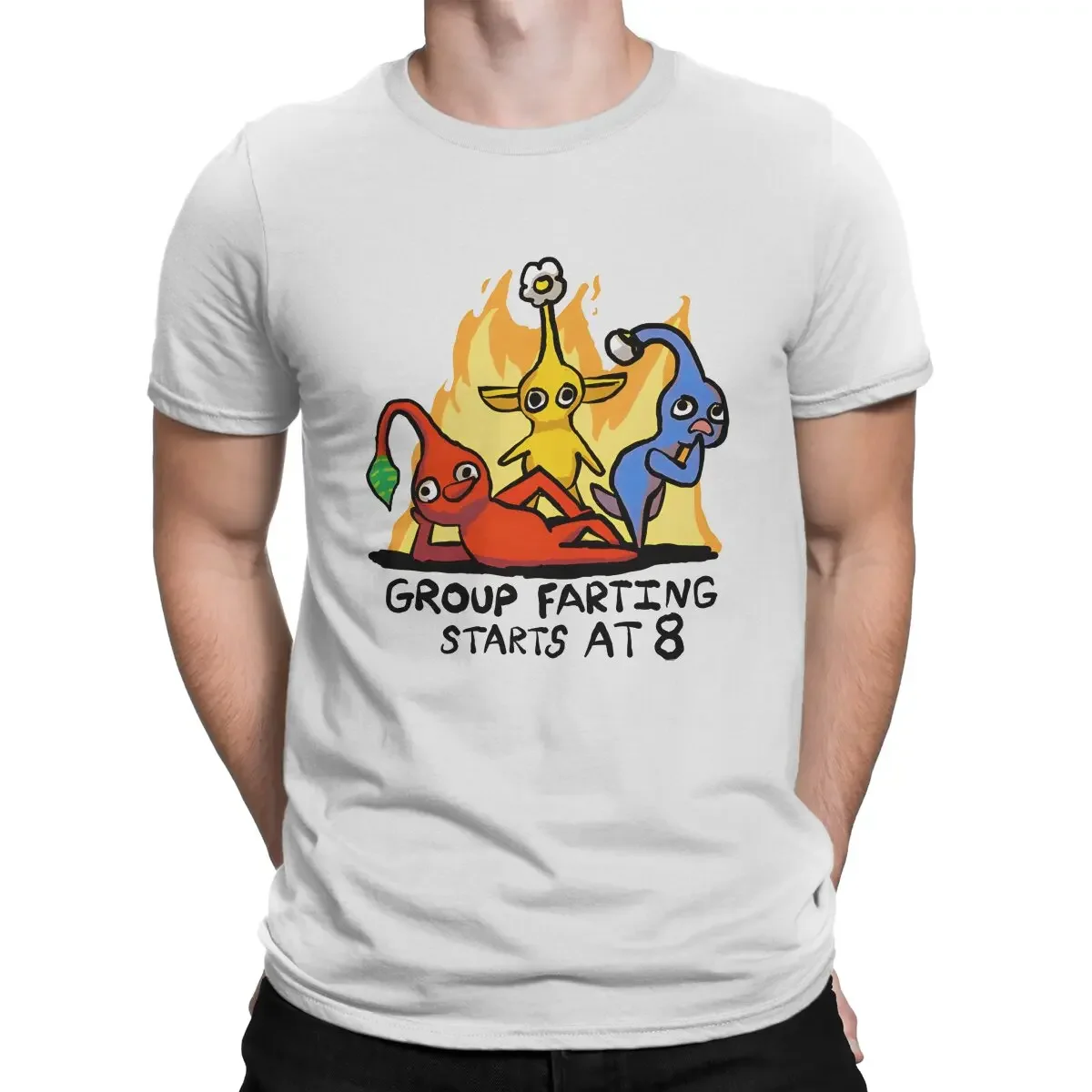 Men Pikmin Inspired Farting Group Starts At 8 Cotton T-Shirt Funny Clothing Short Sleeve Crewneck Shirt Unique T-Shirt