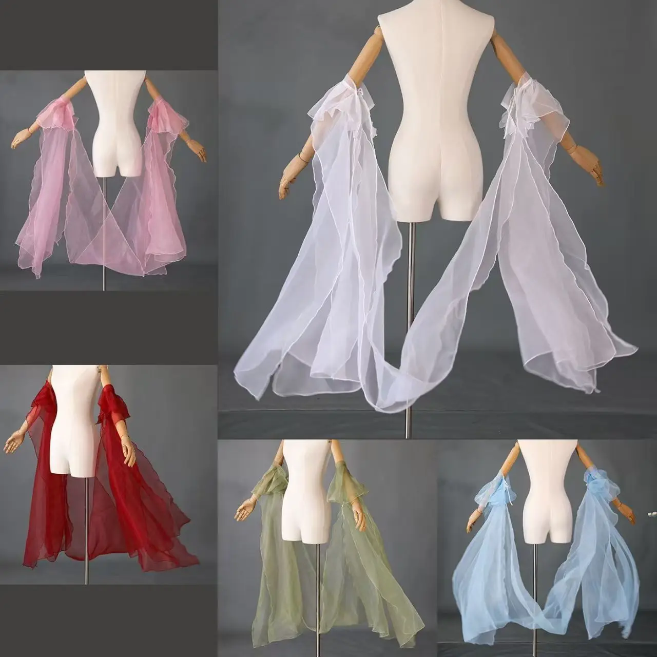 

Накидка-шарф в старинном стиле Ханьфу с рукавами-воланами, рукава-накидки в стиле принцессы, аксессуары для танцевальных выступлений в китайском стиле: струящиеся вуали