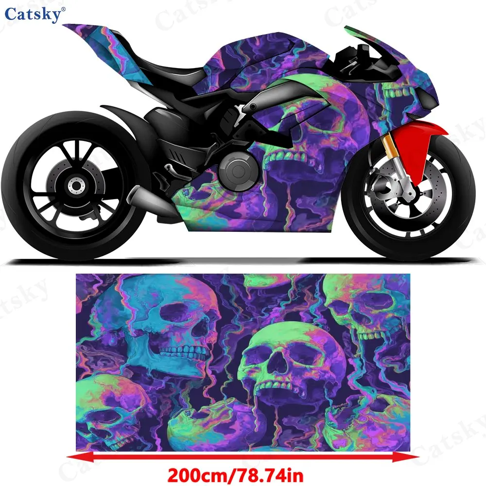 Skull Motorcycle Sticker, Detachable Sticker, Universal For Motorcycles, Durable And Scratch Resistant PVC, Long-lasting Residue