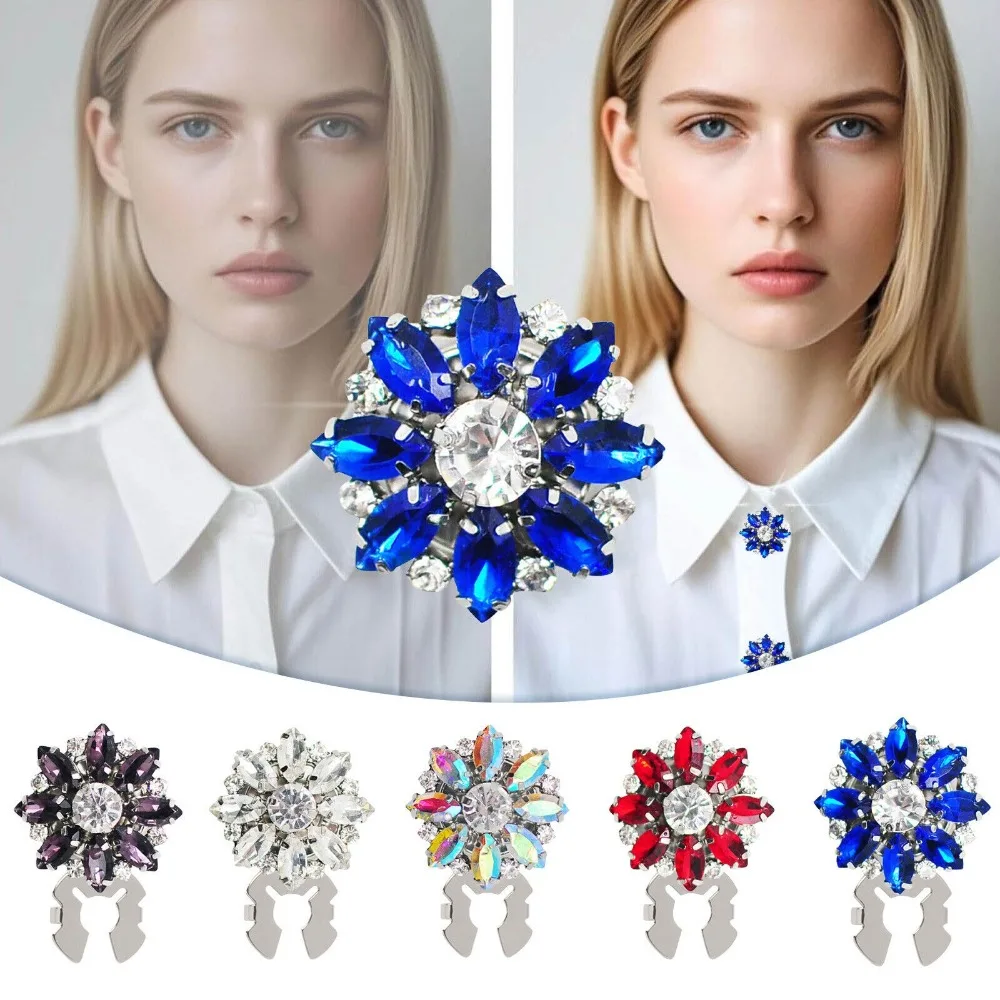 New Design Rhinestone Rhinestone Button Cover DIY Accessories Alloy Button Covers Set Flower Cufflinksble for Men Women