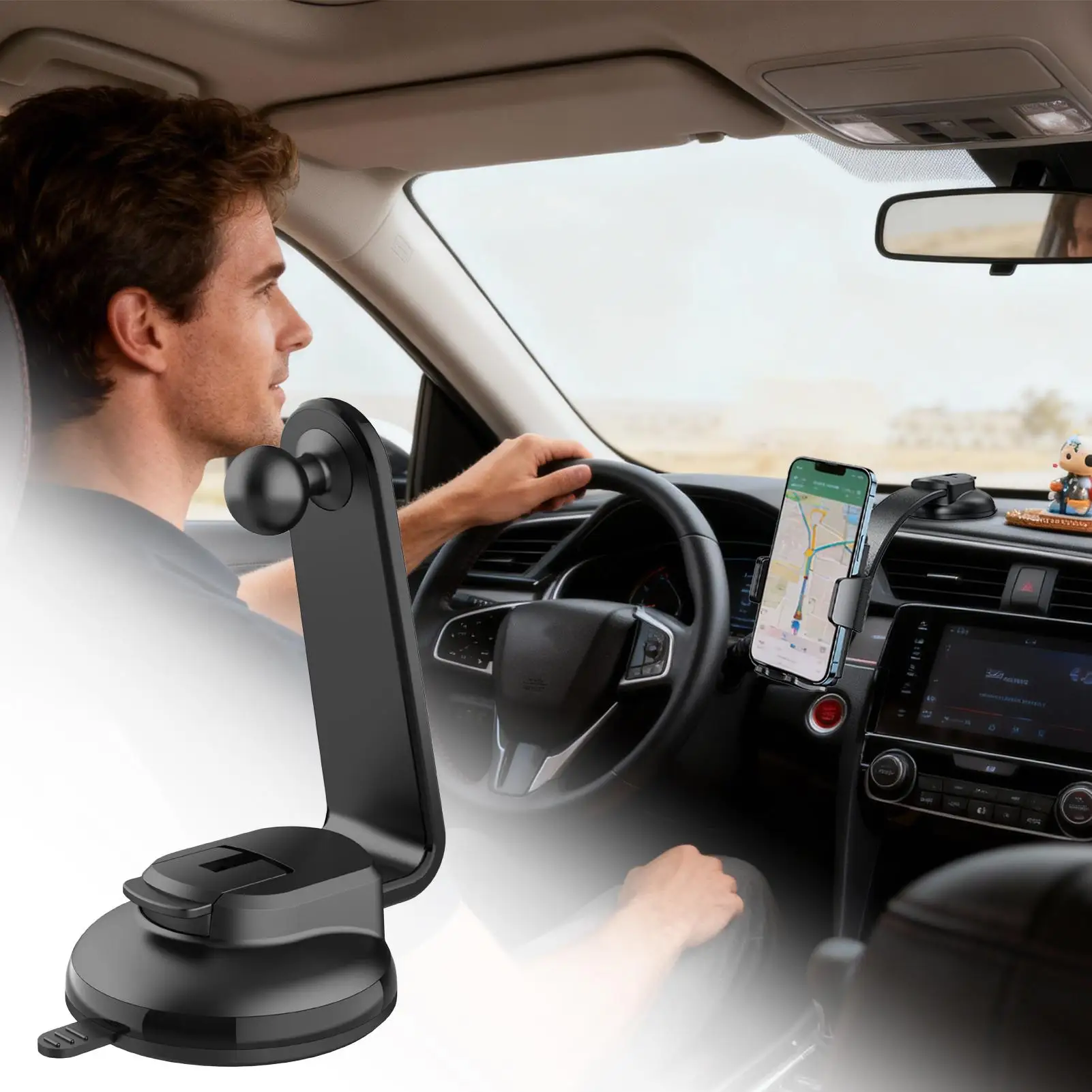 Car Cell Phone Holder Flexible Arm Suction Cup Stand 360 Degree Rotation Car Phone Mount For Travel Truck Dashboard Windshield