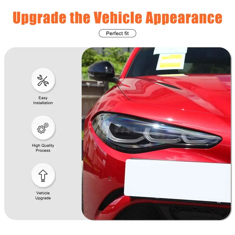 Accessories 2PCS ABS Car Front Headlight Eyebrow Lip Trim For Alfa Romeo Giulia 2015-2025
