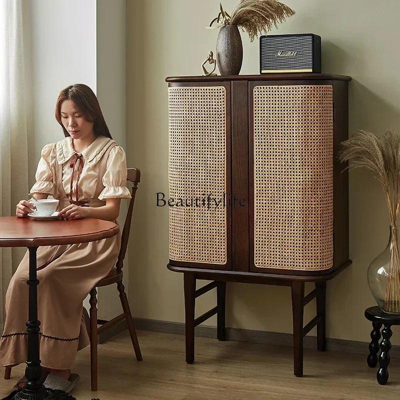 نمط جديد الشمال الرجعية خزانة تخزين جدار الروطان المنزلية الحديثة بسيطة خزانة جانبية ss 8617 #4