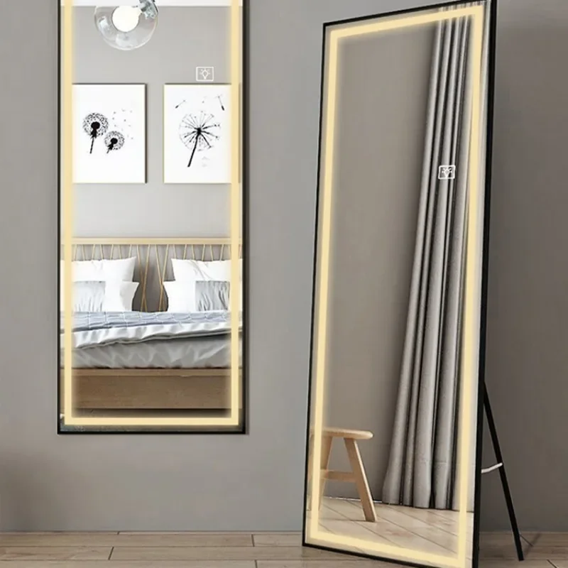 YS57142 bedroom touch free standing floor wall SMART dressing mirror set full body Length SMART LED dressing mirror