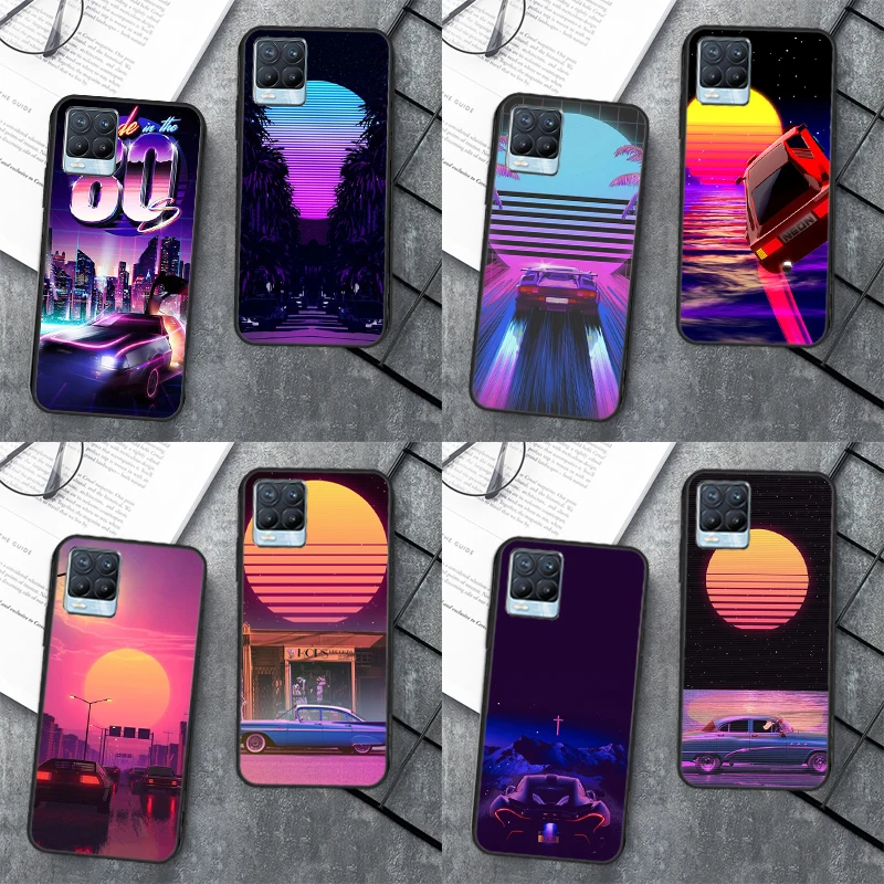 Synthwave 80s Retro Car For Realme C55 C35 C33 C31 C30 C21Y GT Neo 5 3T OnePlus 11 10 9 Pro 10T Nord 2 3 2T CE Case