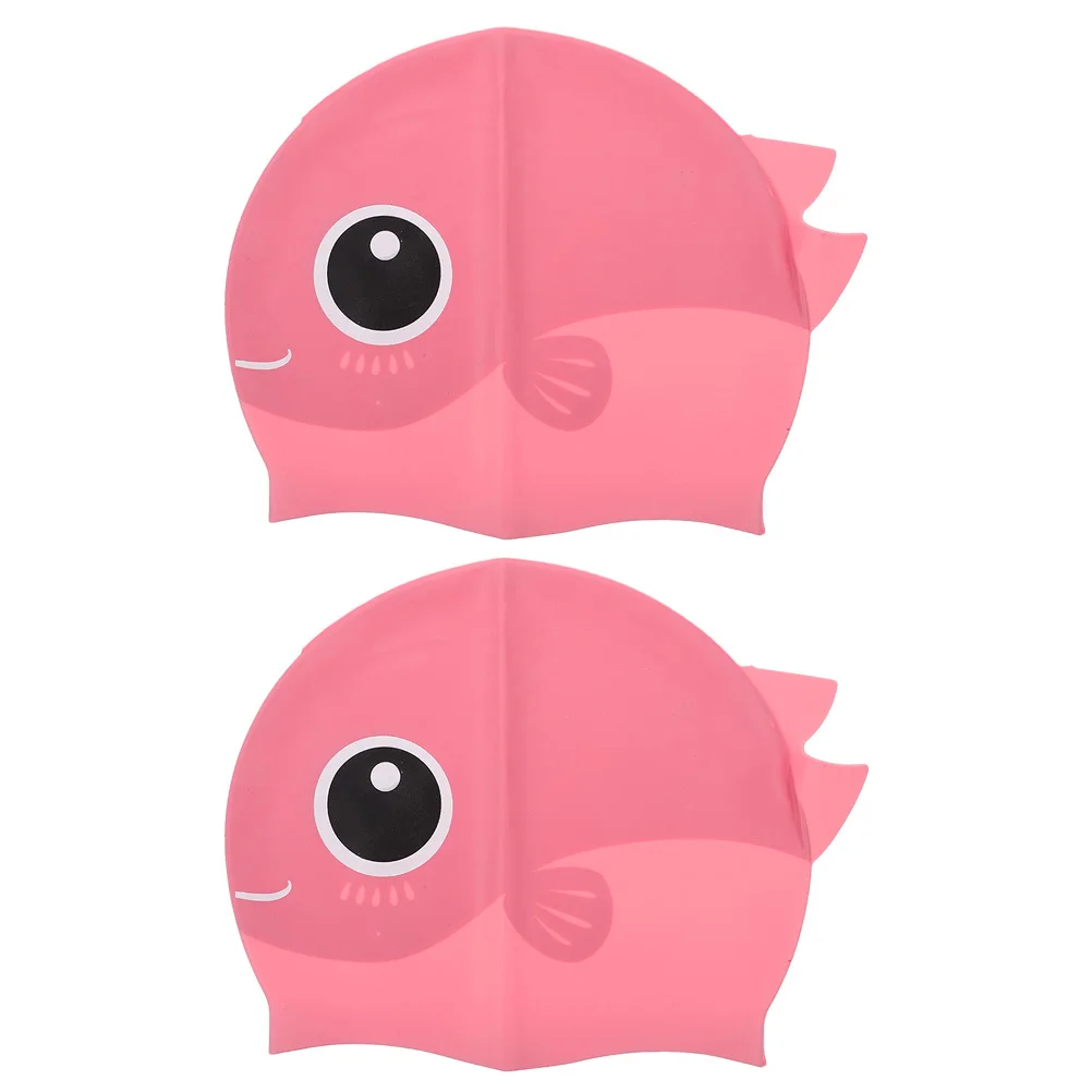 

2Pcs Kids Swim Caps Silicone Soft Stretchy for Long Hair Braids Lightweight Pool Beach Hair Protection Swim Cap for Children