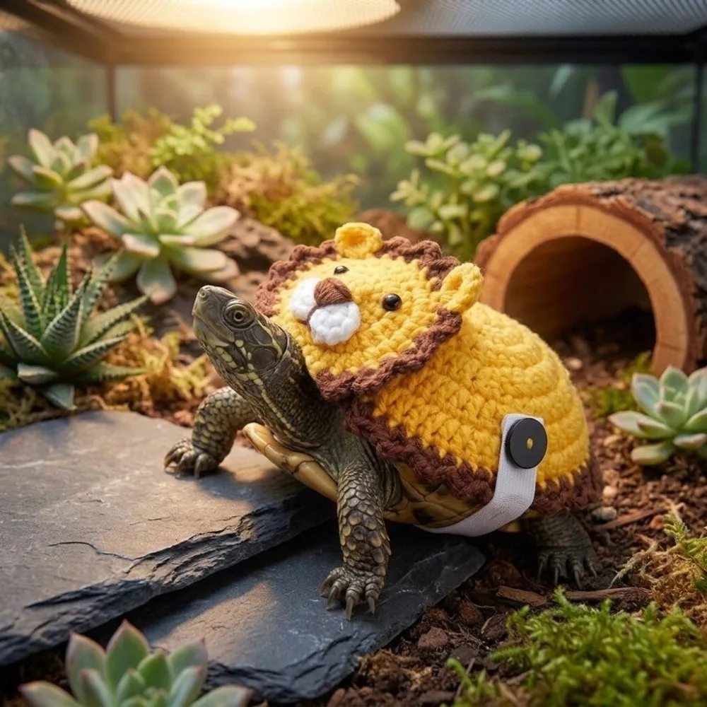 Funny Adjustable Fit Turtle Lion Dress Up Warm Knitted Pet Tortoise Clothes Decorative Small Animal Apparel Pet Tortoise