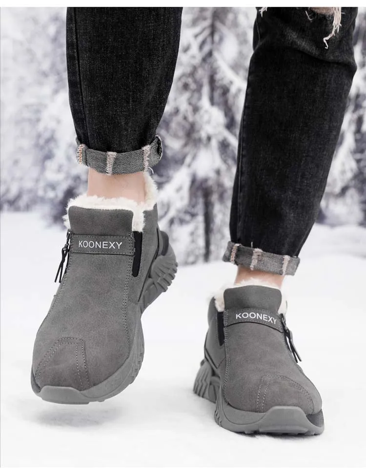 Herren Fleece-gefütterte Warme Freizeitschuhe, Herrenstiefel Winter-Schneestiefel, Fleece-gefüttert, Rutschfest und Langlebig, Isoliert mit Baumwolle – Detail 2