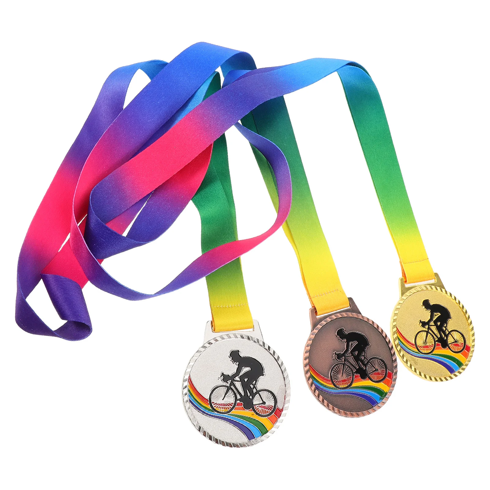 

3pcs Cycling Competition Medals Bicycle Race Award Metal Medal For Sports Event Winner Prize Run