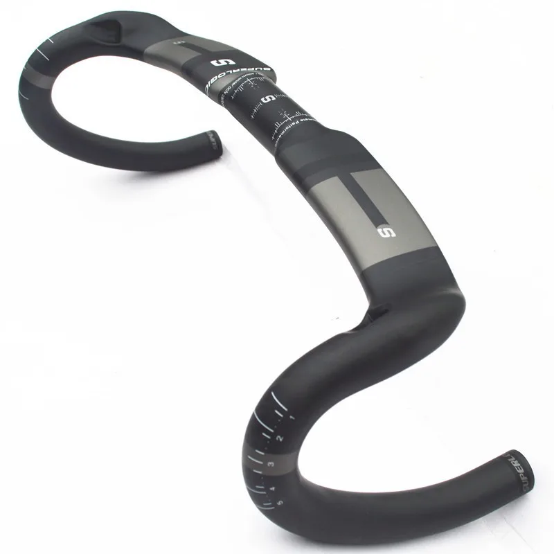 Superlogic-Matte Carbon Fiber Road Bicycle Handlebar, Inner Routing, Matte Bar, 31.8x400, 420, 440mm, Bike Parts