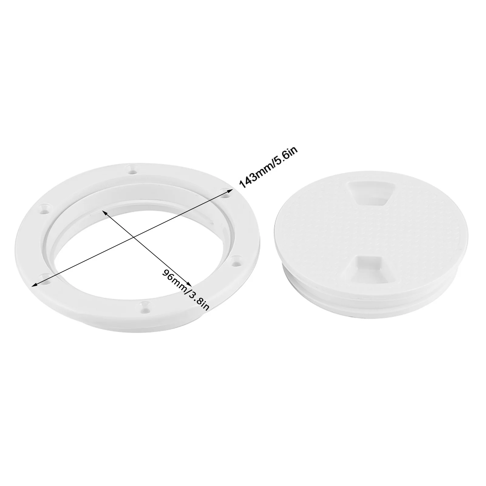 Plastic Hatch Cover 4in ABS Deck Plate Round White Anti-UV Corrosion Resistant Screw Out Boat Inspection Hatch Cover Deck Plate