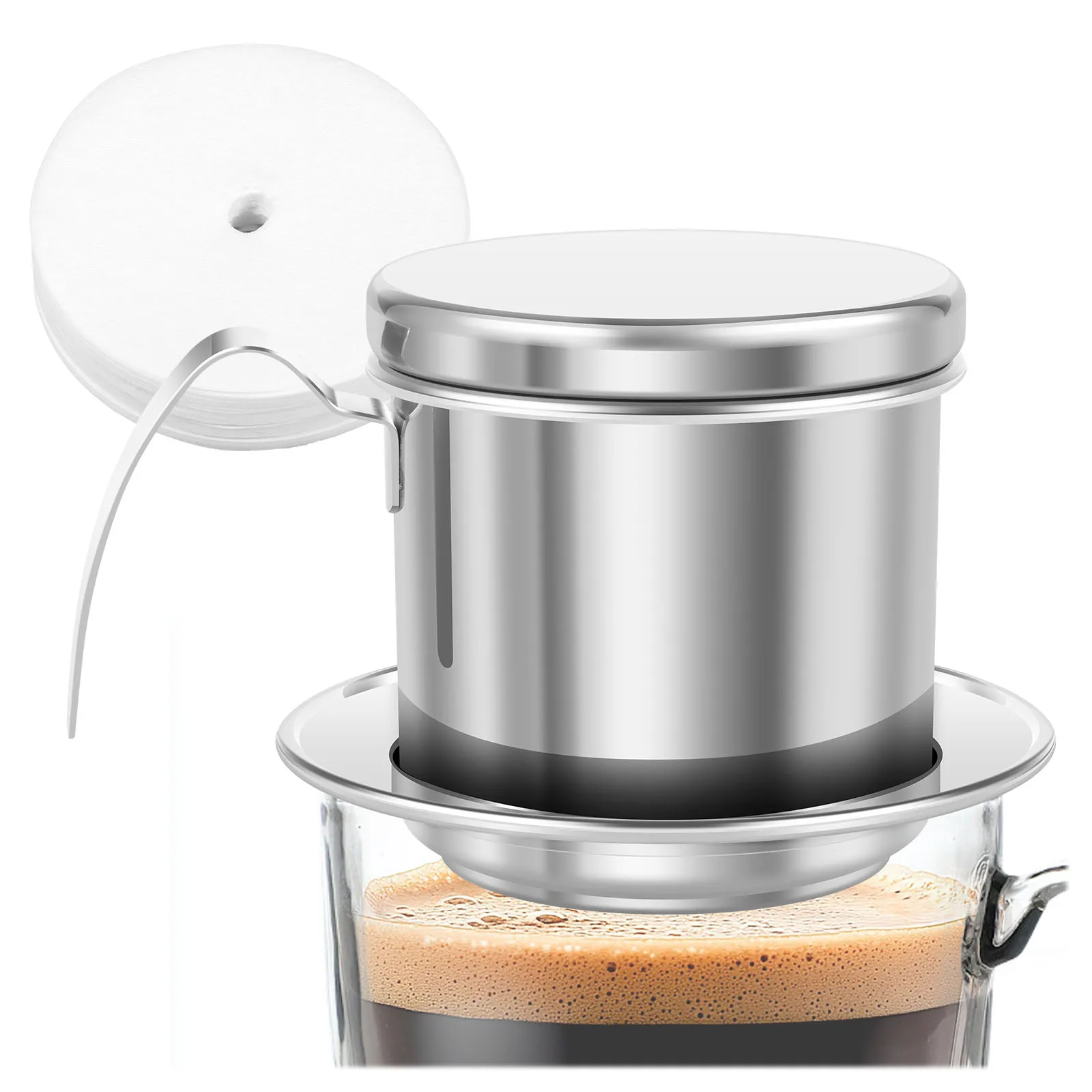

Portable Coffee Drip Strainer Kitchen Tools Stainless Steel Coffee Filter Infuse Cup Vietnamese Coffee Dripper Maker Pot
