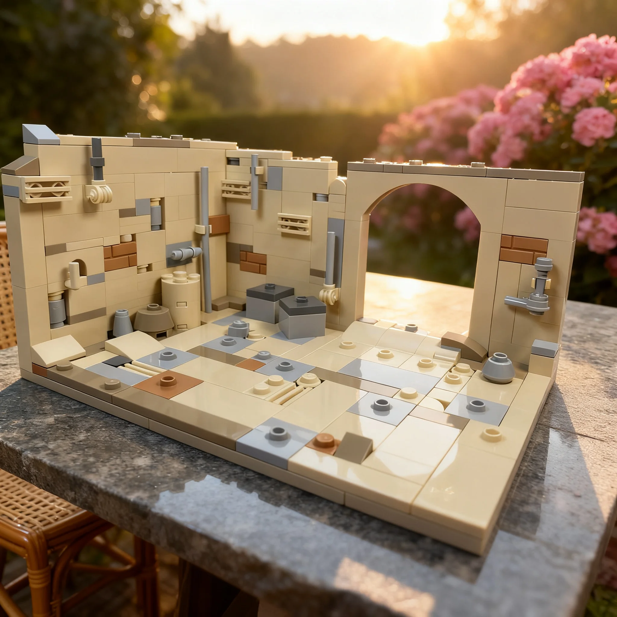 228-teiliges MOC Wüstenplanet Mando Diorama Sternenschlacht-Modell Bausteine Architektur-Spielzeug Geburtstagsgeschenk Lernspielzeug Ausstellungsstück