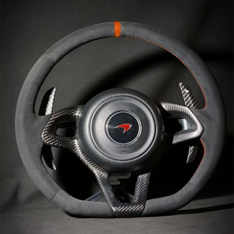 Hand Stitch Non-slip Car Steering Wheel Cover for McLaren 570S 540C 570GT 600LT 2015‑2021 DIY Soft Suede Car Interior