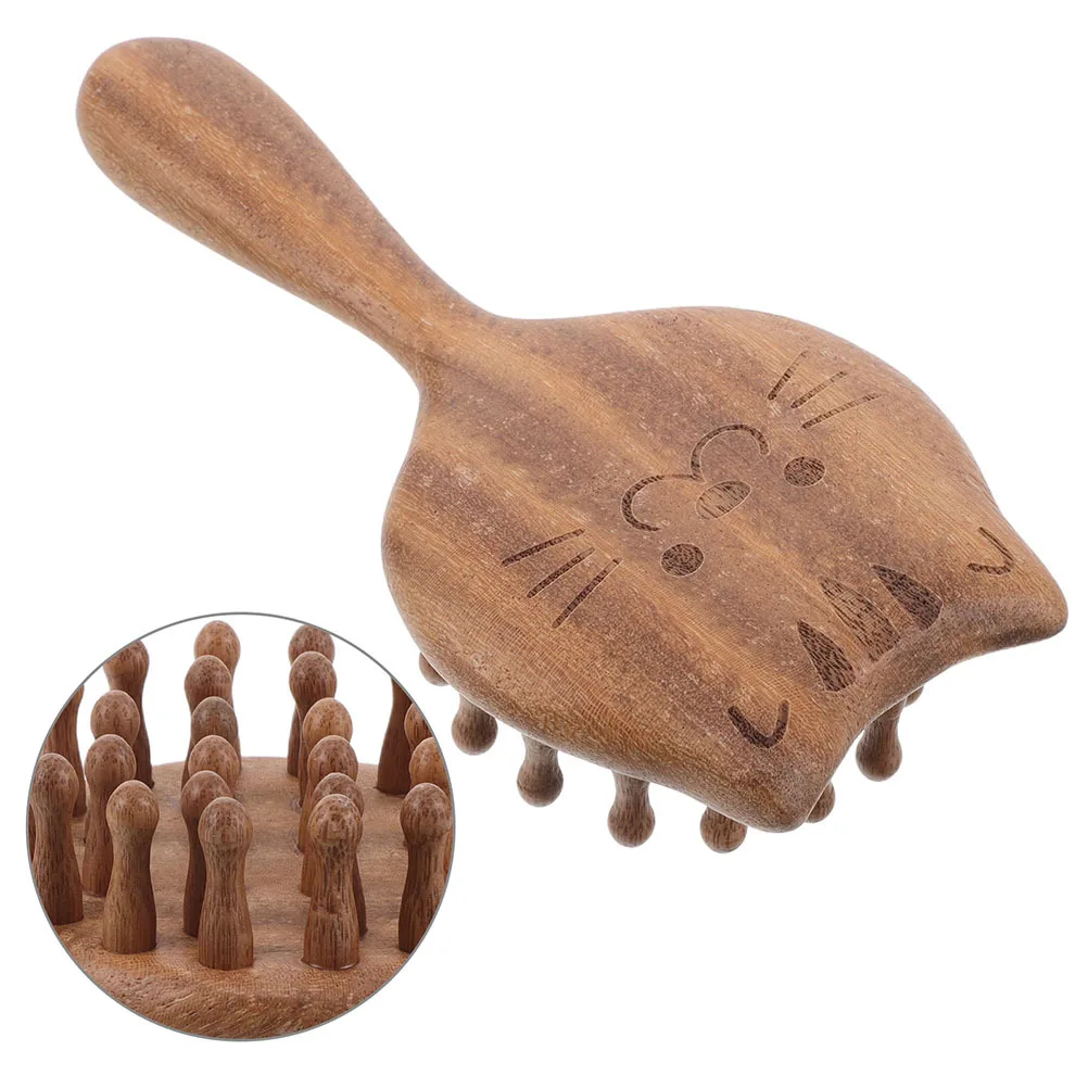 

2Pcs Cat Shaped Wooden Scalp Massage Comb Wide Tooth Hair Massager Detangling Comb Wood Hair Care Tool Portable Use