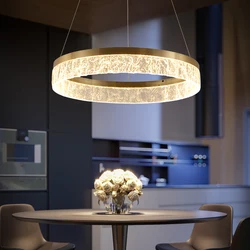 Nordic Designer Chandelier Ring Resin Texture Lampshade Light Luxury Modern Villa Duplex Living Dining room Bedroom Ceiling Lamp