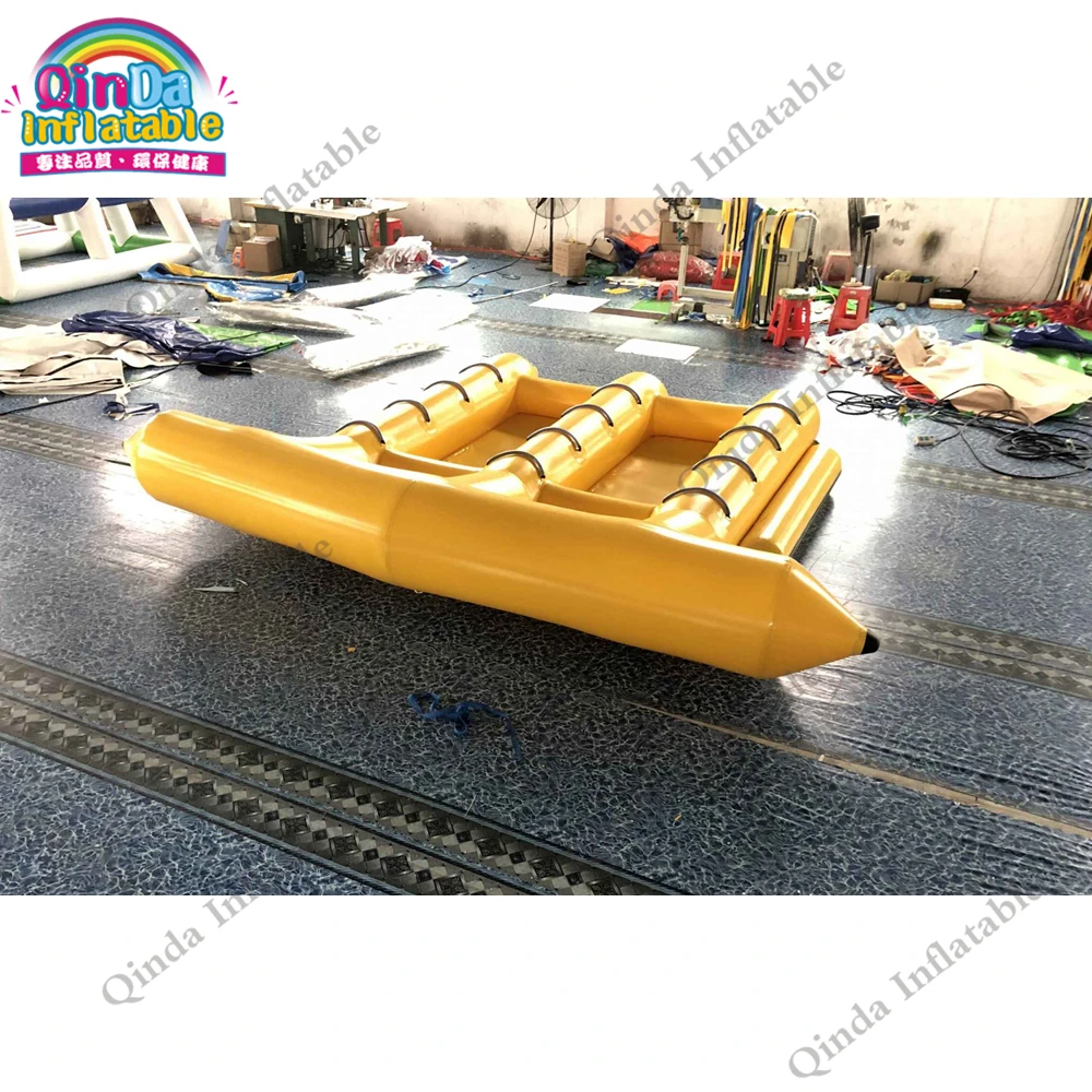 0.9Mm Pvc Tarpaulin Inflatable Water Toys 4.2X3.2M Yellow Inflatable Flying Fish Towable For Sale