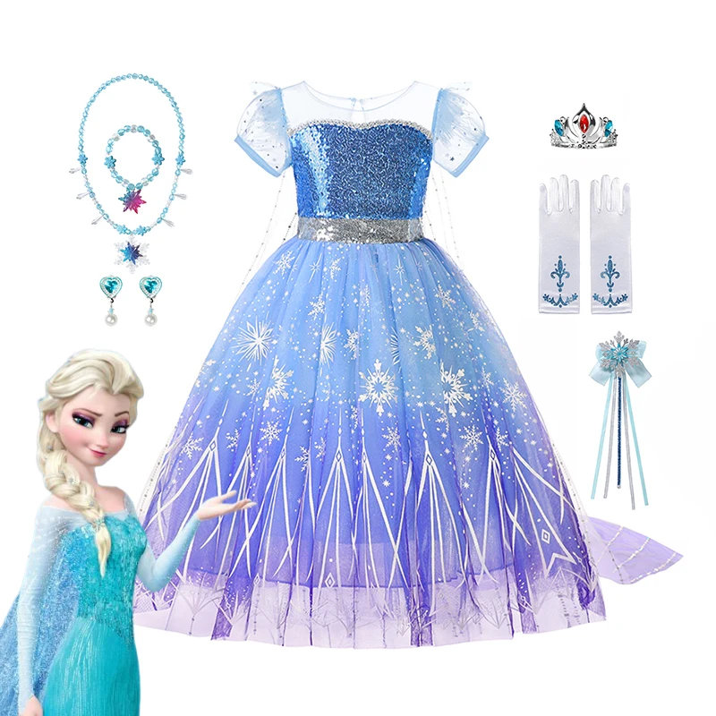 Elsa Cosplay feminino Traje, Role Play congelado, Vestidos extravagantes, Vestido de festa, Lantejoula Mesh, Vestir a princesa, Vestido de aniversário