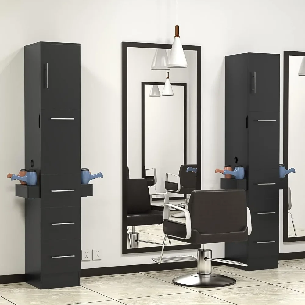 

Beauty Salon Station, Salon Stations for Hair Stylist, Barber Stations with 10 Hair Dryer Holders, Spa Salon Equipment Set