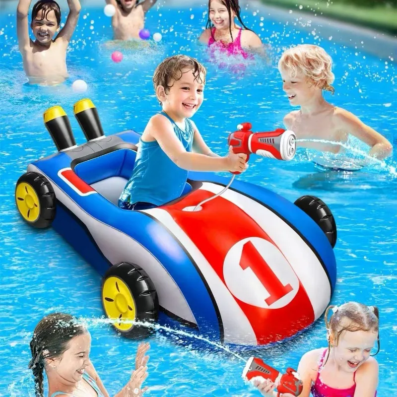 Top Tier Inflatable Race Car Style Pool Float Integrated Water Spray Function Sturdy Structure Delivers Premium Experience For Summer Toys Pool Floaties For Adults