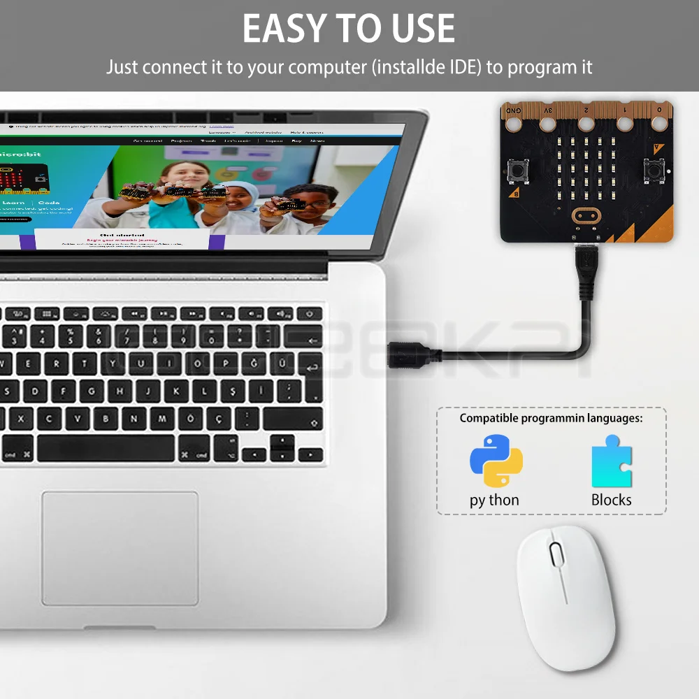 GeeekPi Microbit V2 Board Kit with BBC Micro:bit V2 Boards Battery Holders Micro USB Cable