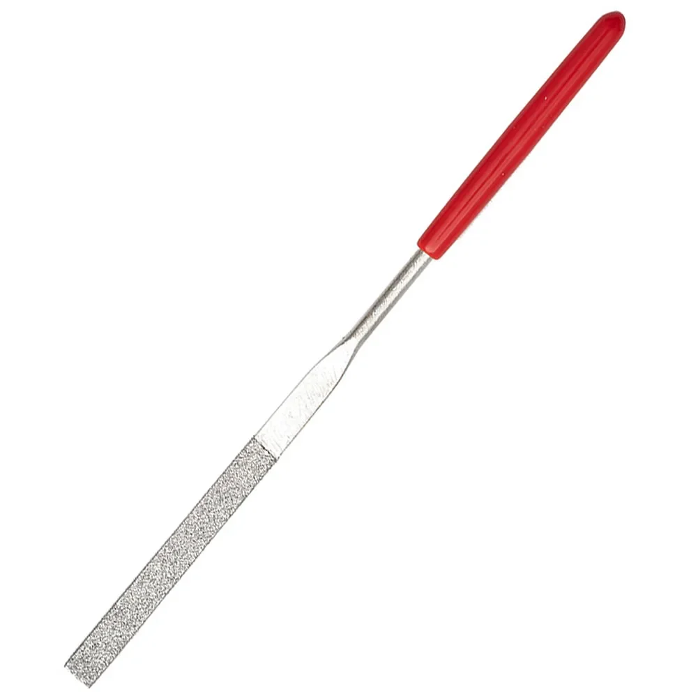 

0.12*5.51" Red Plastic Handle Metal Stone Grinding Flat Diamond Needle File Stone Needle File Hand Tools Plastic Handle