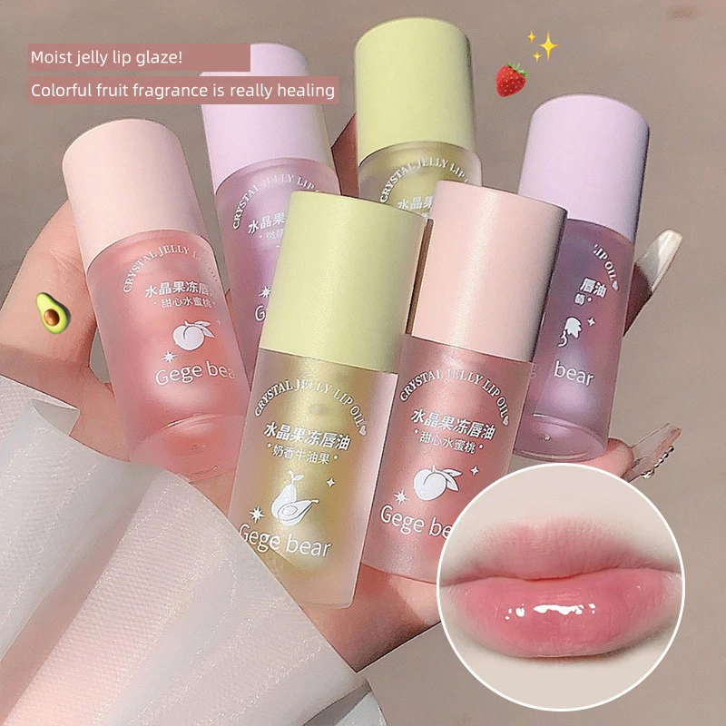 Fruit Crystal Jelly Lip Oil Crystal Hydrating Plumping Lip Gloss Lipstick Tinted Clear Fruit Lip Balm Korean Comestic Tools