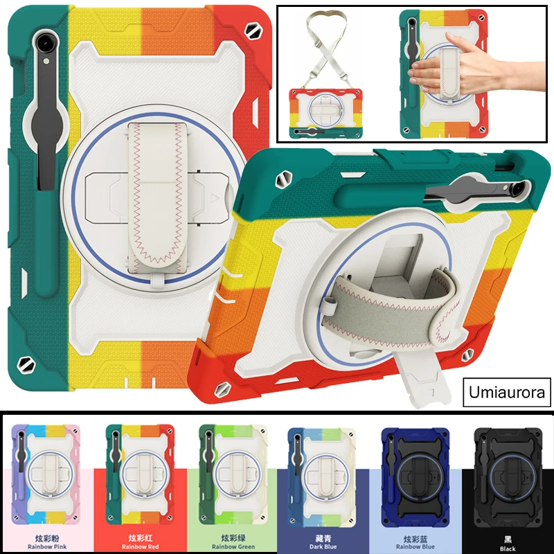 

Для Samsung Tab S7 S8+ S9 FE+ Plus S10+ Ultra 14,6 дюйма SM-X920 X620 X820 X520 Противоударный чехол для планшета с ремешком на руку Прочный чехол