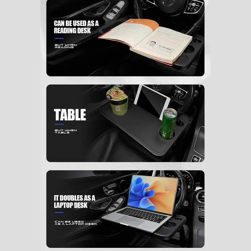 Steering Wheel Tray Table Food Desk With Drink Holder Multipurpose Car Desk For Eating Working Car Laptop Mount Car Organizer