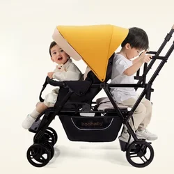 Lightweight Double Stroller for 2 Children,Foldable Twins Strollers with Three Adjustable Backrest Double Pram Multiple Stroller