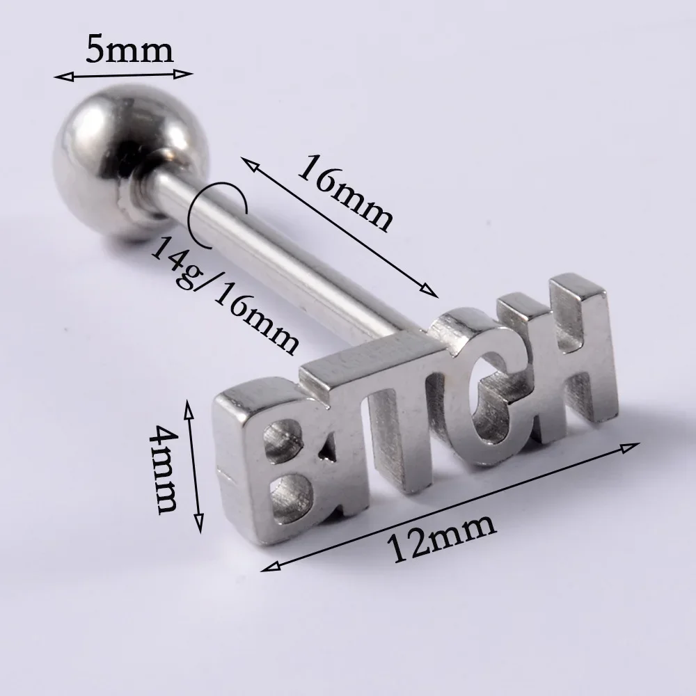 Anneau de piercing de langue clouté en acier inoxydable pour hommes et femmes, jouet adulte, bijoux découpés, accessoires sexy, parler sale punk, baiser, sexe