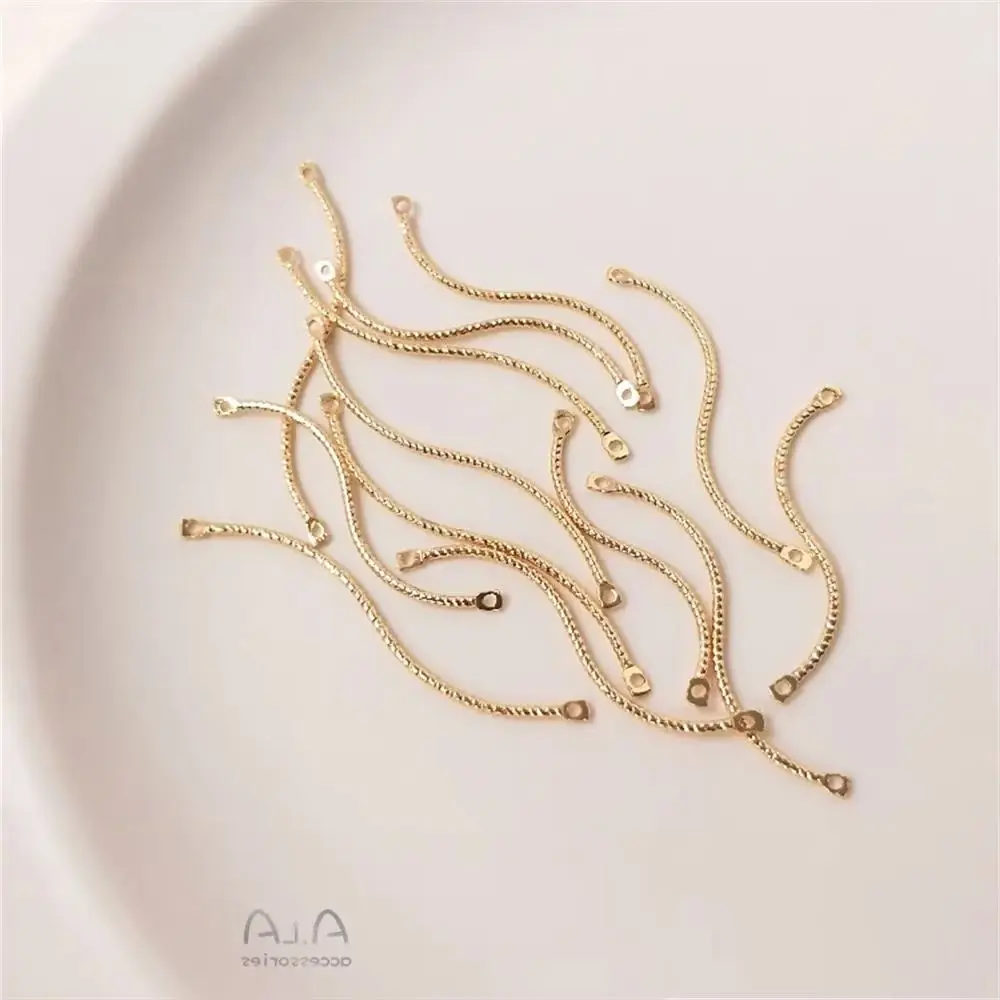 

14K Gold Plated Batch yarn wavy thread twisted rod double hanging S-shaped hanging rod DIY earrings accessories