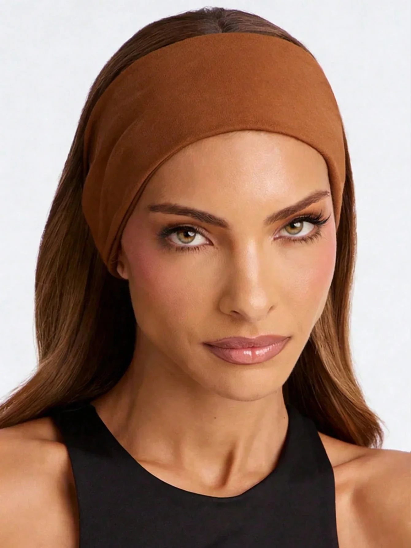 

Light Brown Solid Sports Yoga Headband Sweat Absorbing Elastic Hair Band For Women And Men