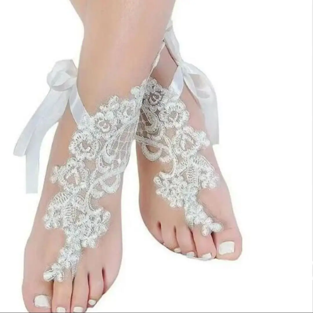 Scarpe da sposa in pizzo a buon mercato catene da sposa corte bianche per accessori da sposa per matrimonio in spiaggia spedizione gratuita