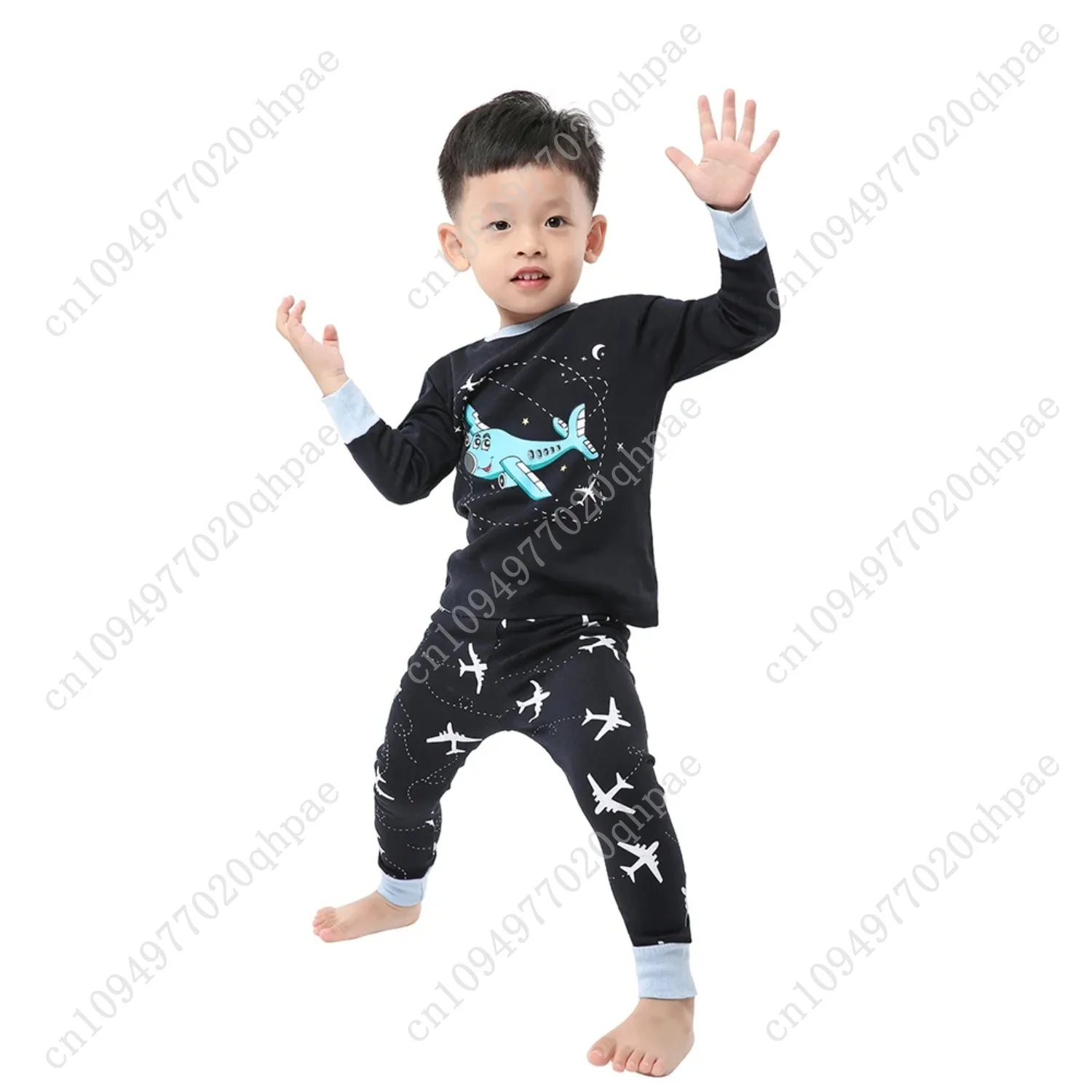 Pigiama da cartone animato per ragazzi Primavera Autunno Manica lunga Pijama Bambini Aereo Moto Pigiama Cotone Baby Homewear Abbigliamento intimo