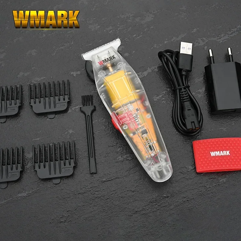 WMARK-cortadora de pelo NG-202 para hombre, afeitadora profesional recargable, con detalles de estilo transparente, 6500 RPM
